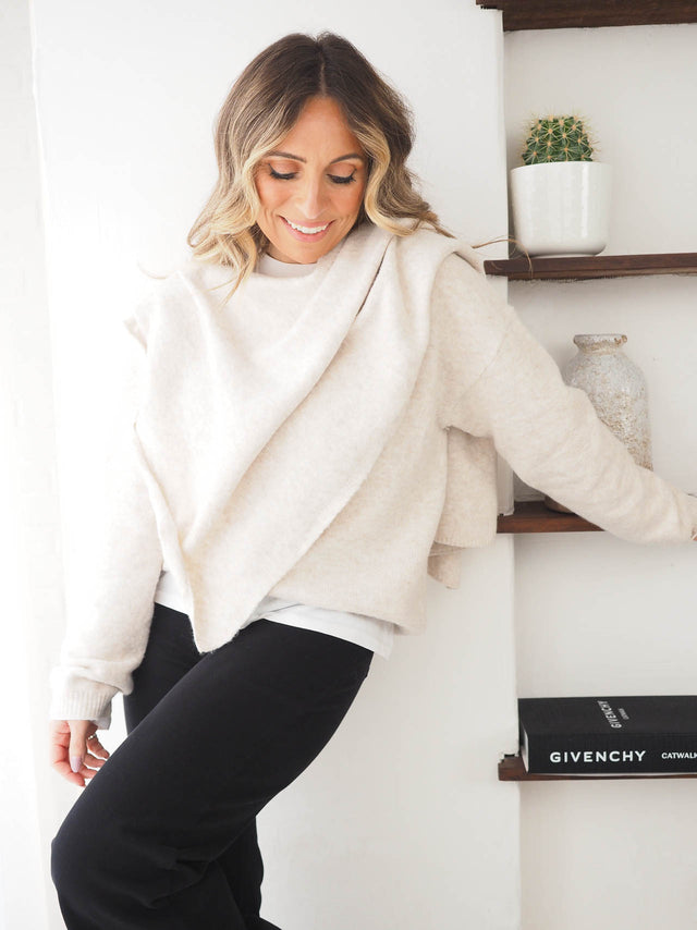 Camisola de Malha Com Cachecol