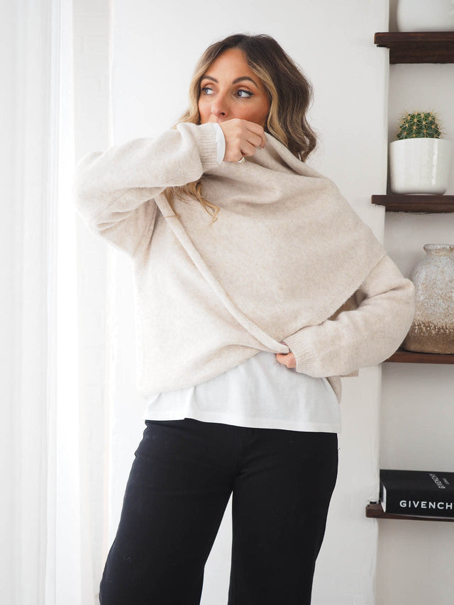 Camisola de Malha Com Cachecol