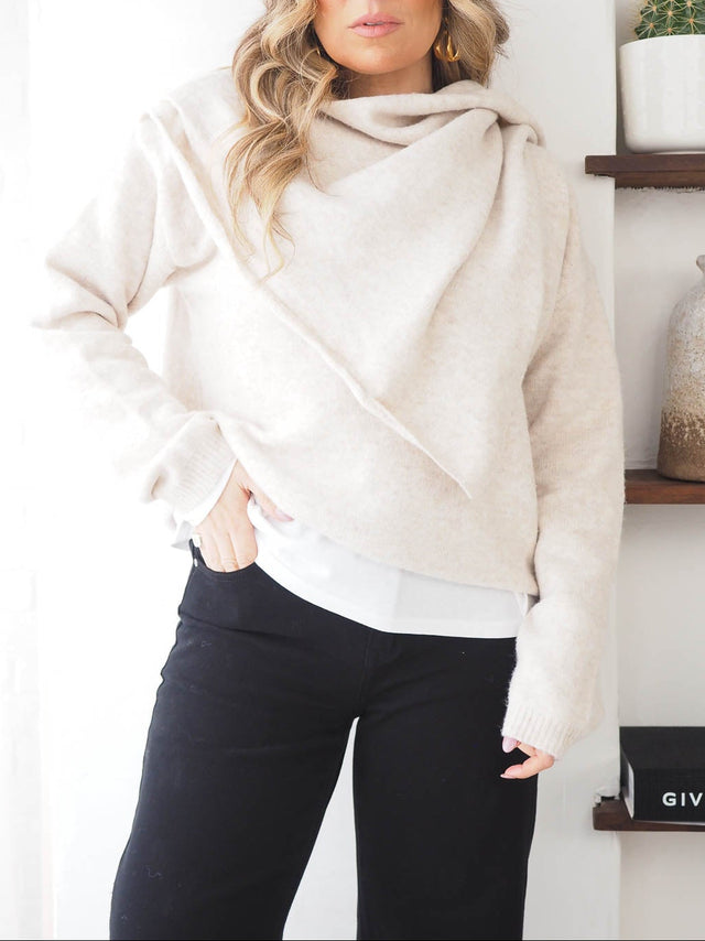 Camisola de Malha Com Cachecol
