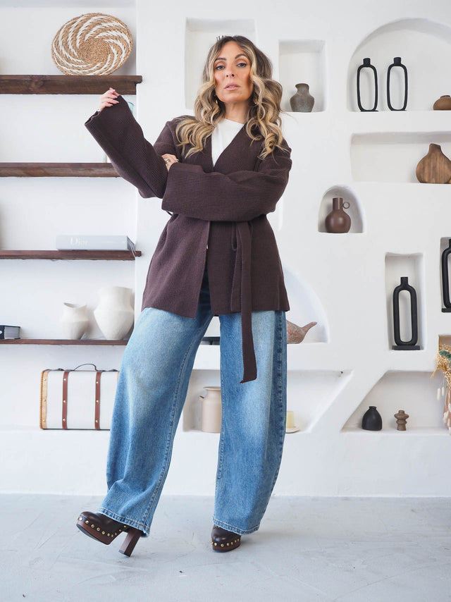 Casaco de Malha Com Cinto