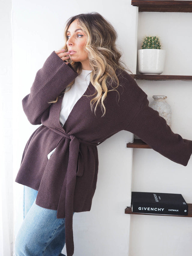 Casaco de Malha Com Cinto