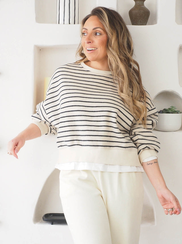 Striped Knit Sweatshirt