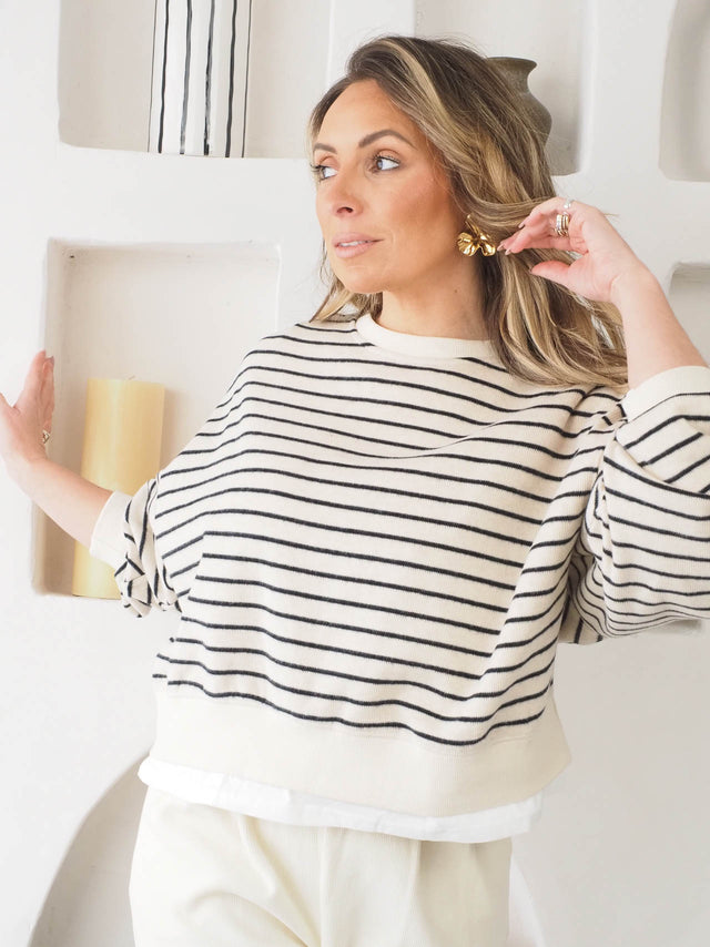 Striped Knit Sweatshirt