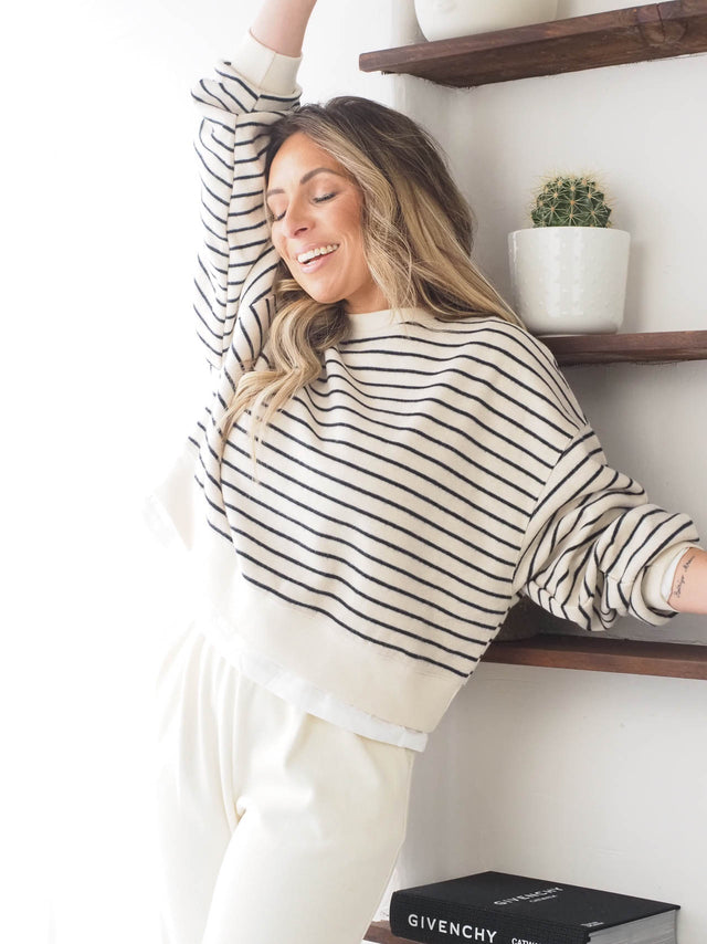 Striped Knit Sweatshirt