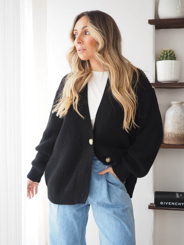 Casaco de Malha Oversized Botões