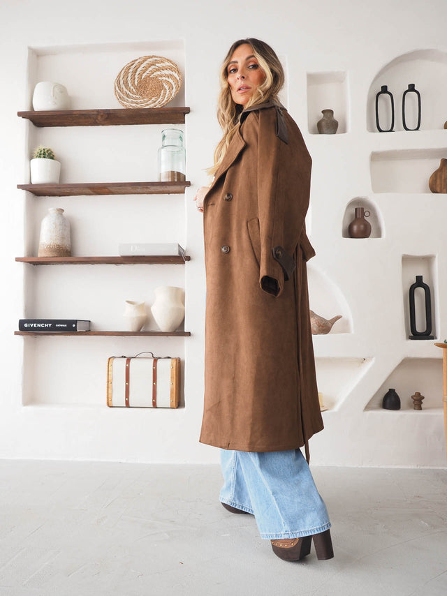 Casaco Comprido Efeito Camurça