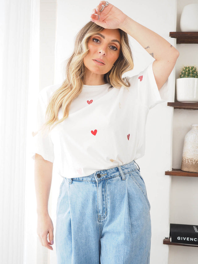 Embroidered Hearts T-shirt