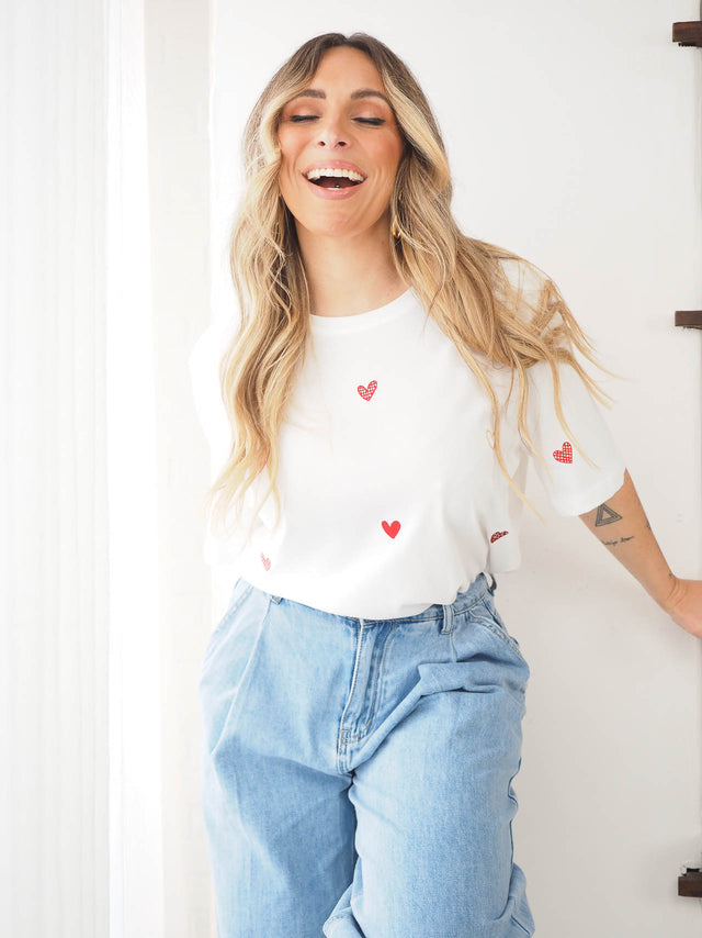 Embroidered Hearts T-shirt