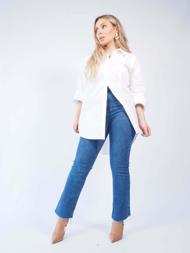 FLARE FIT CROPPED JEANS