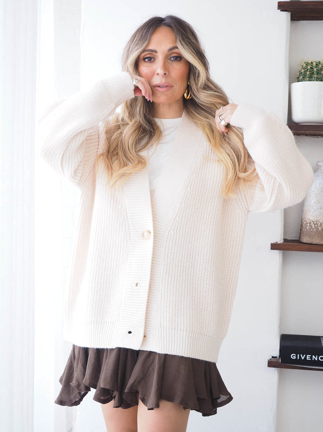 Casaco de Malha Oversized Botões