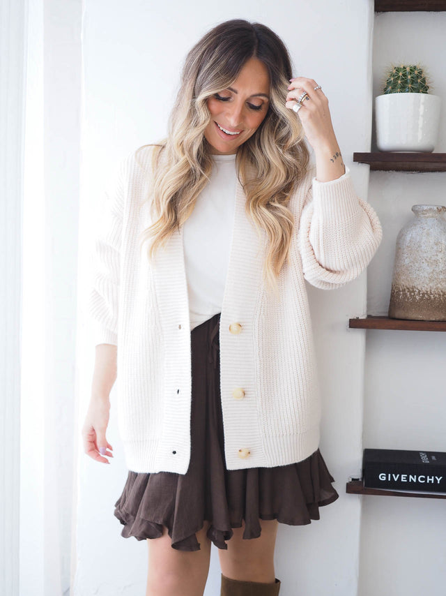 Casaco de Malha Oversized Botões