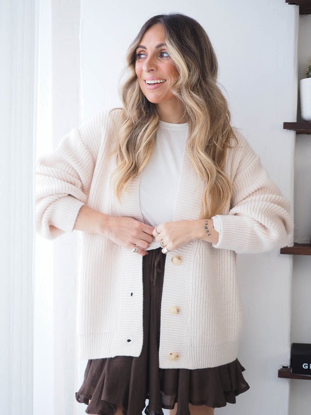 Casaco de Malha Oversized Botões