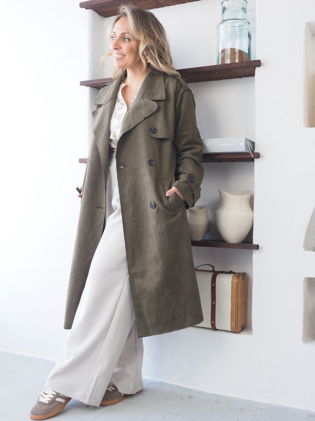 Leather Effect Trench Coat