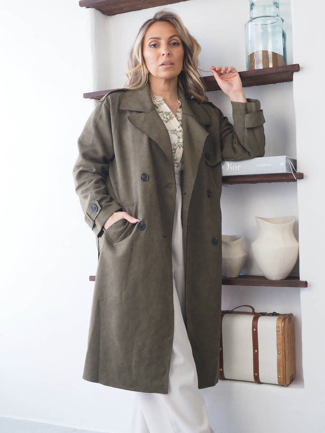 Leather Effect Trench Coat