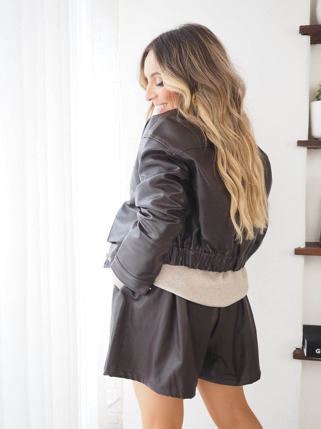 Short Faux Leather Jacket