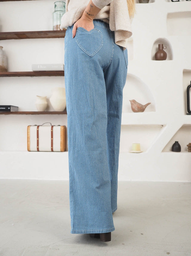 Jean à jambes larges à rayures.