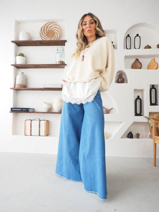 Calças de Ganga Pantalona Ajustáveis