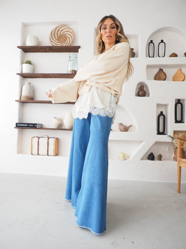 Calças de Ganga Pantalona Ajustáveis