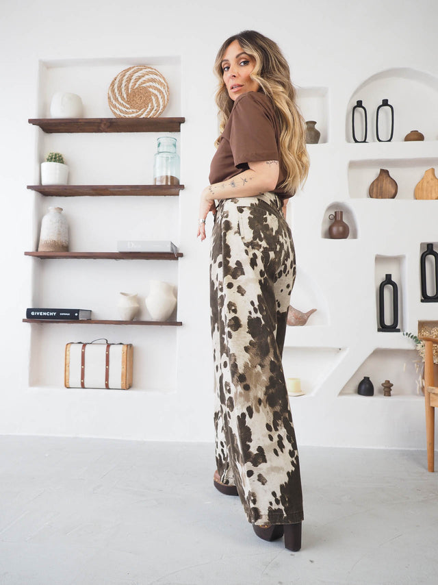 Calças Baggy Balloon Animal Print