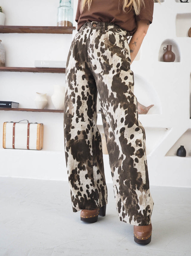 Calças Baggy Balloon Animal Print