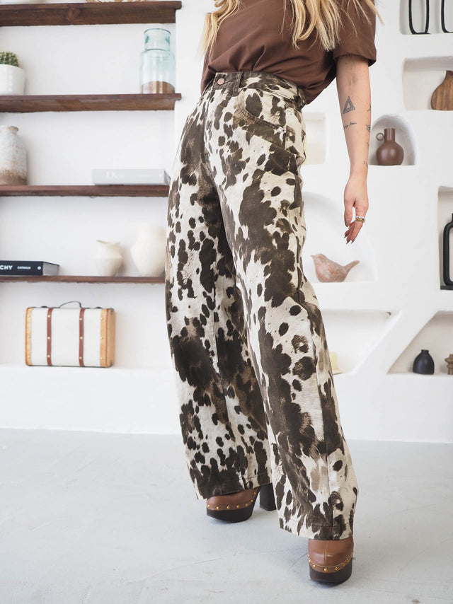 Calças Baggy Balloon Animal Print