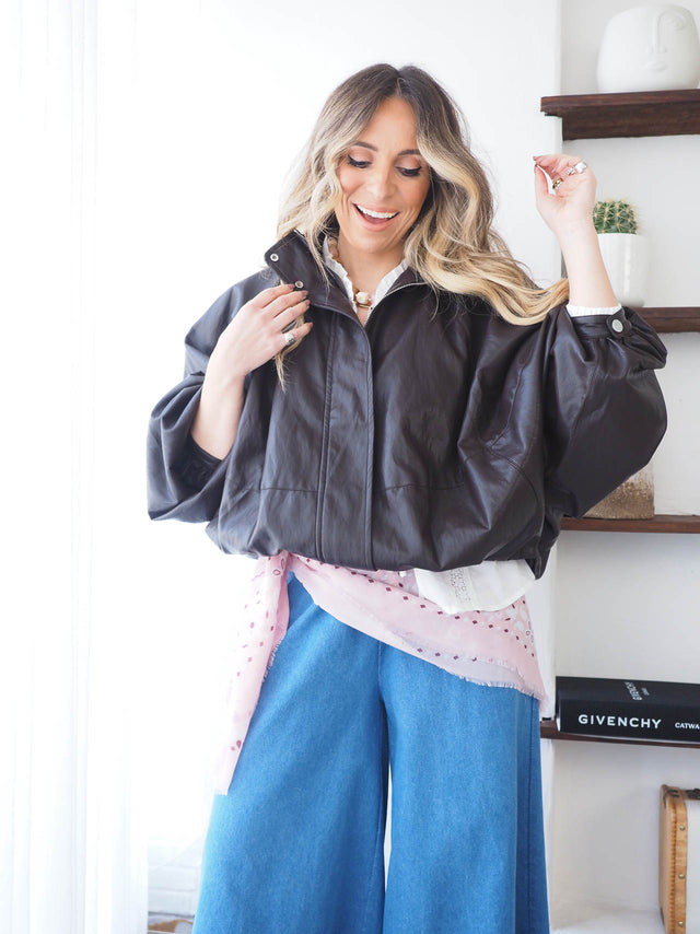 Oversized Faux Leather Jacket