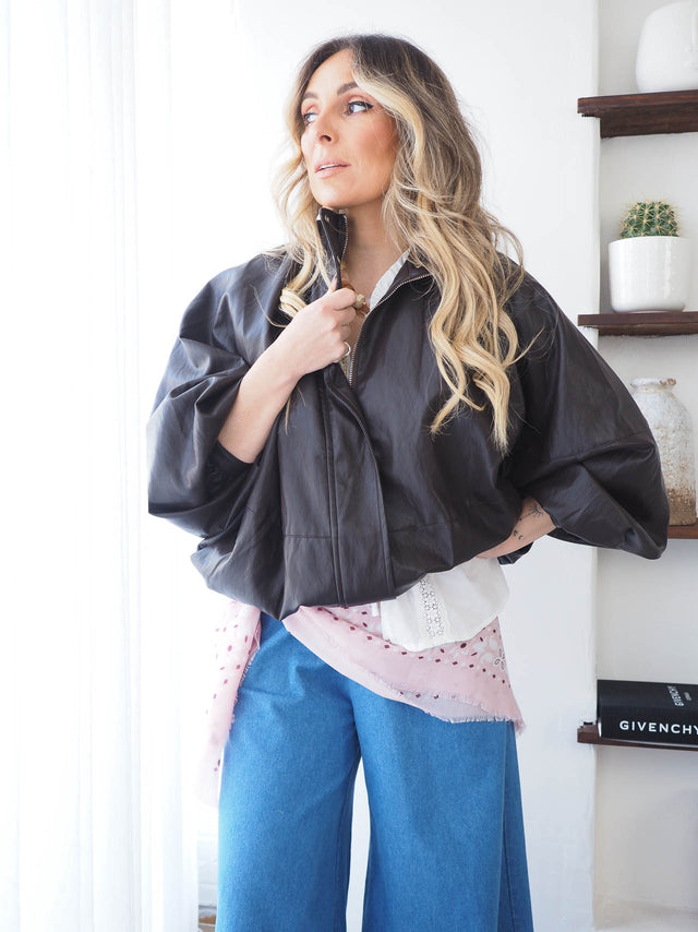 Oversized Faux Leather Jacket