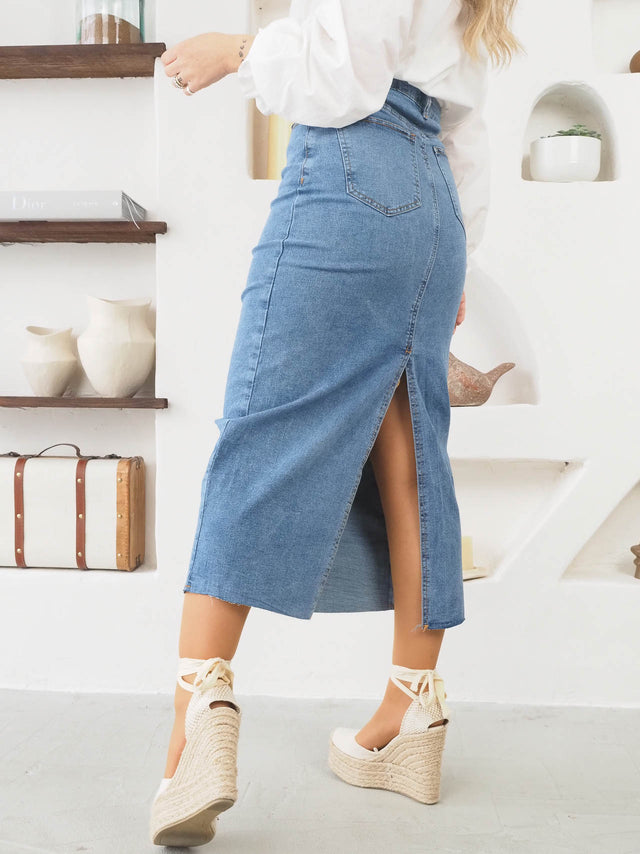 Midi denim skirt