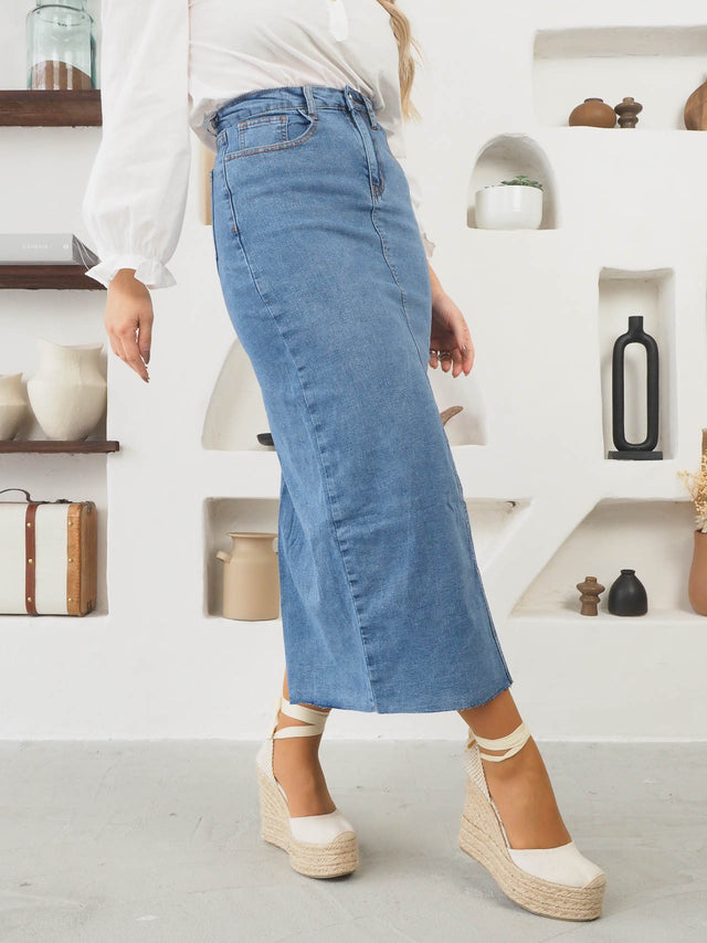 Midi denim skirt