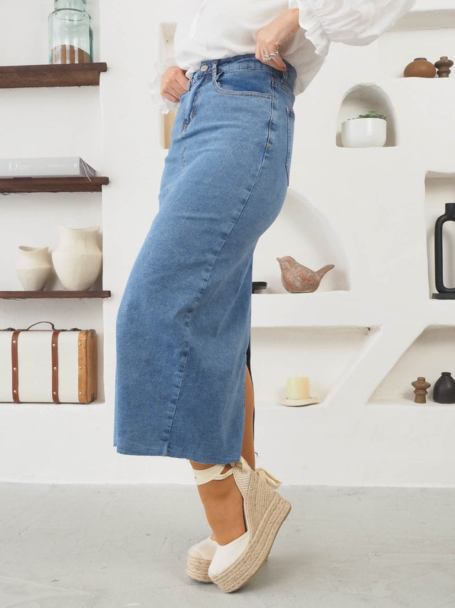 Midi denim skirt