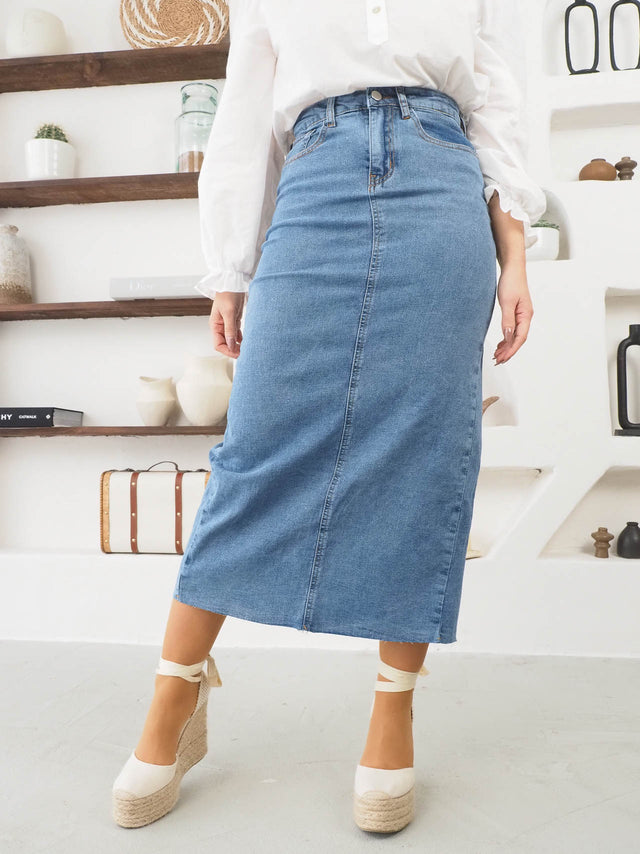 Midi denim skirt