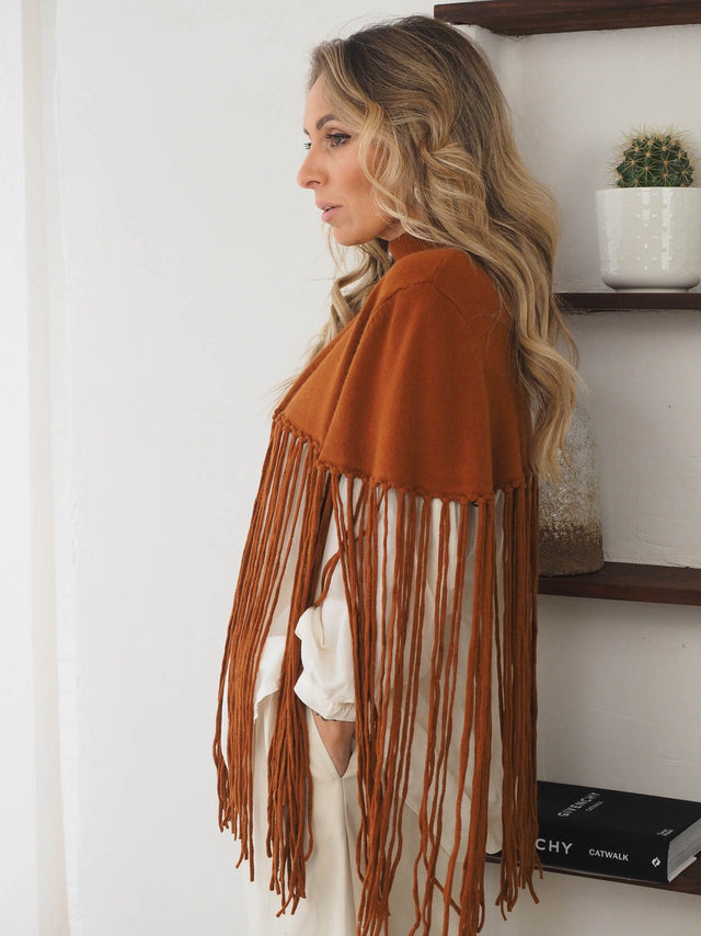 Knitted Cape with Fringes