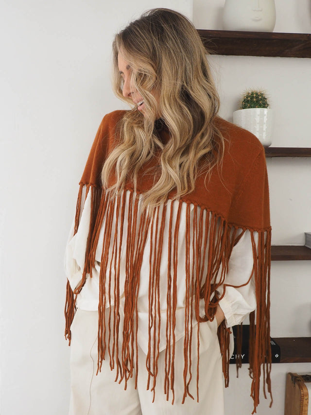 Knitted Cape with Fringes