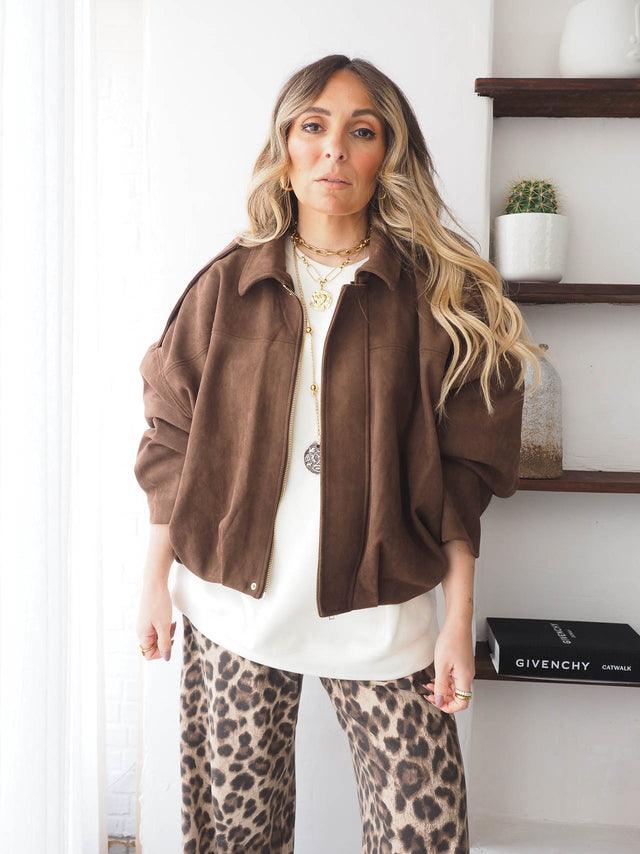 Suede-effect bomber jacket