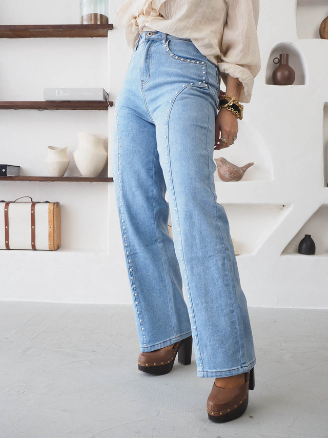 Calças de Ganga Com Tachas