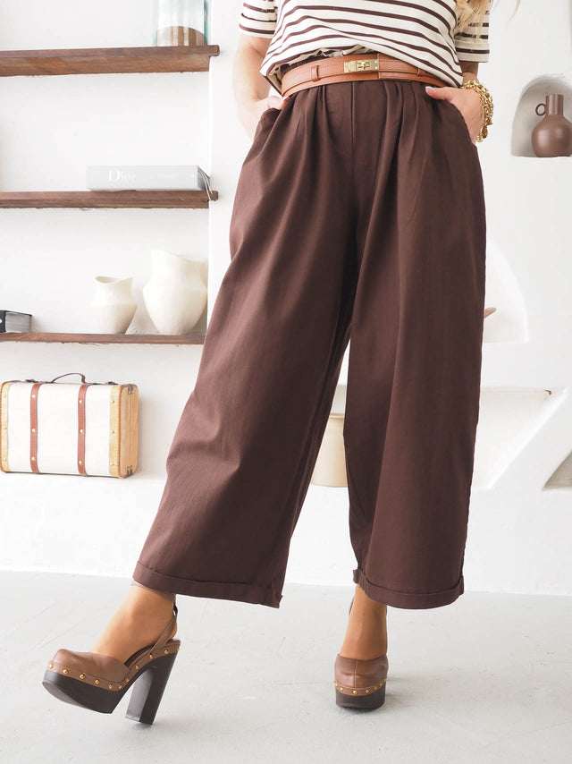 Calças Culote em Algodão