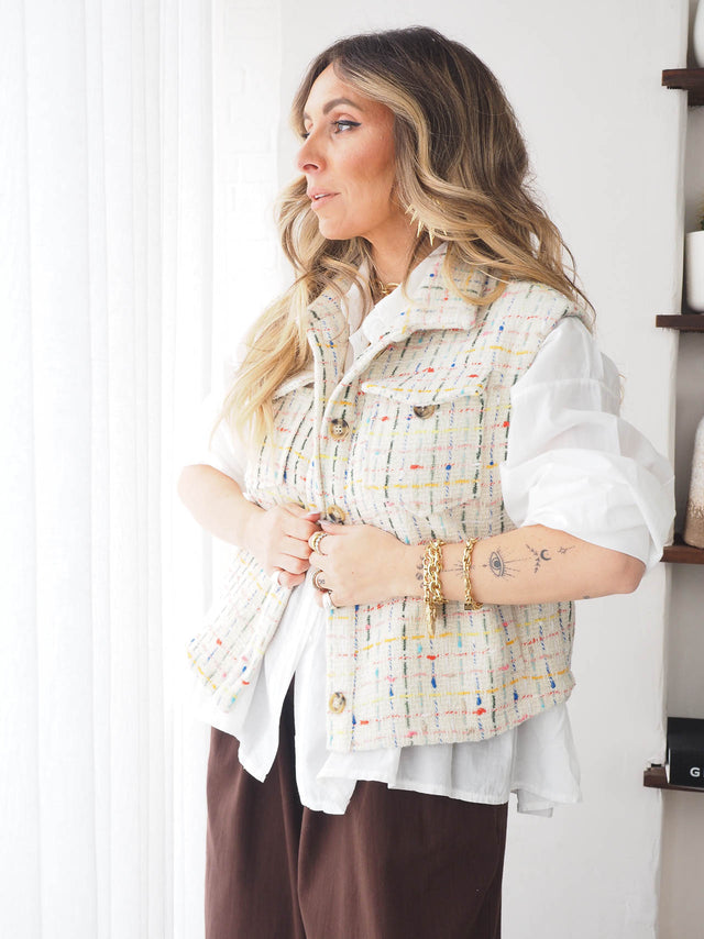 Colete Colorido Com Bolsos