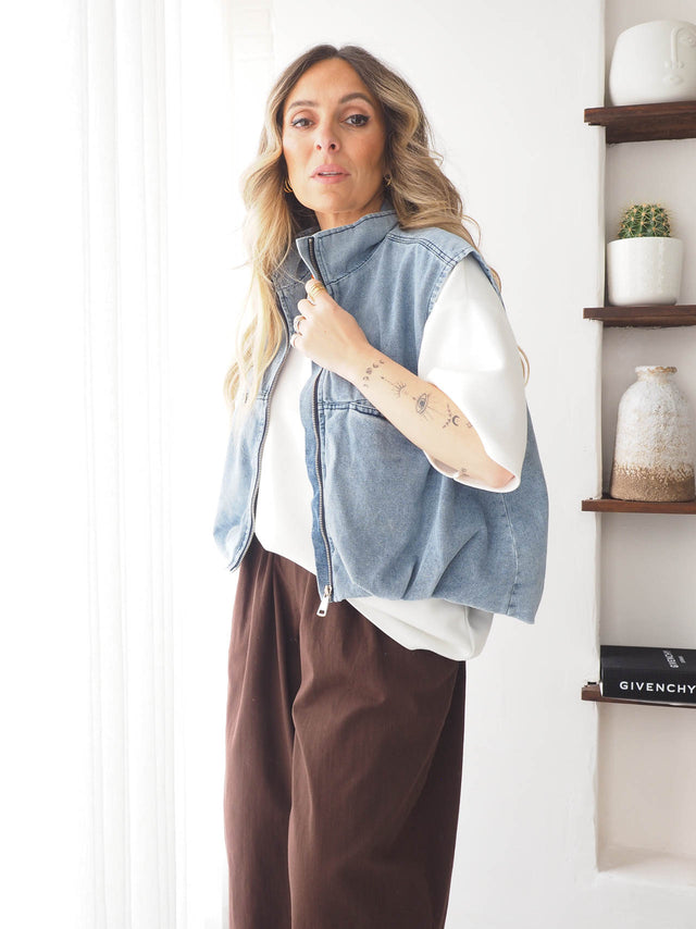 Denim Vest with Pockets