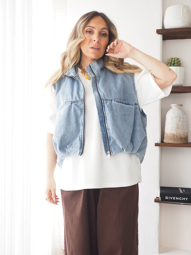 Denim Vest with Pockets