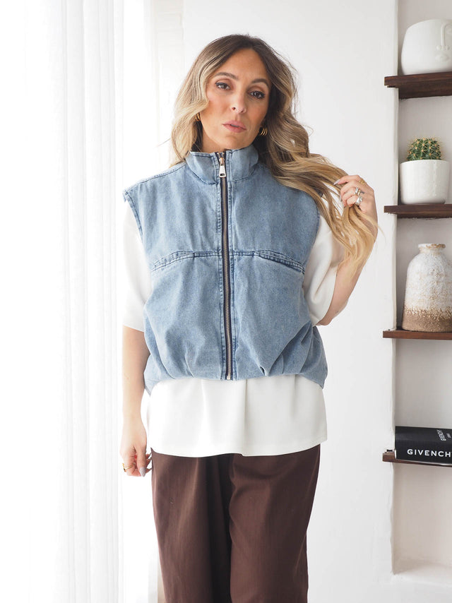 Denim Vest with Pockets