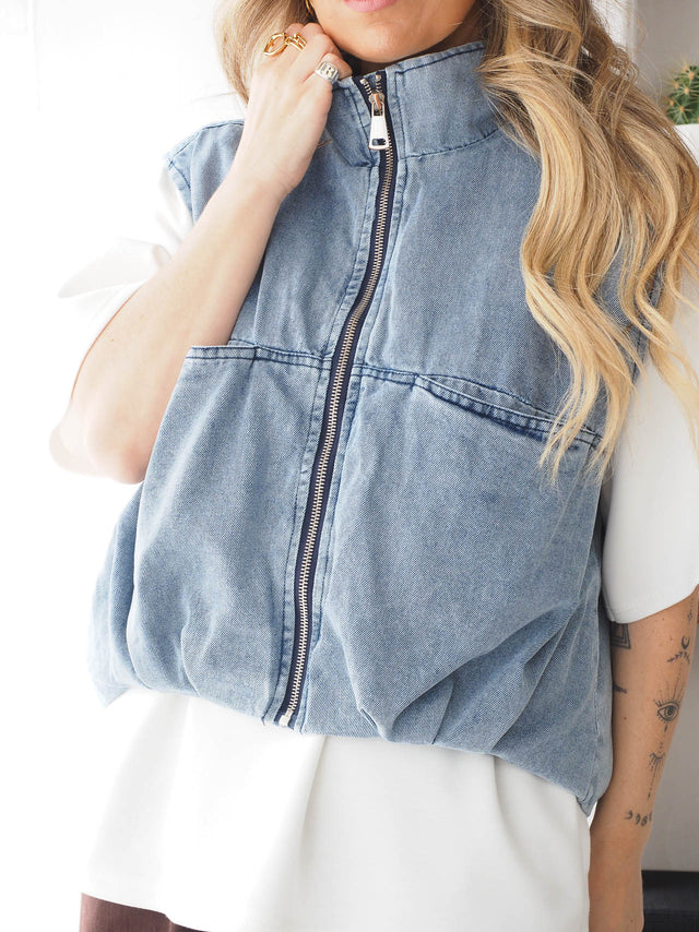 Denim Vest with Pockets