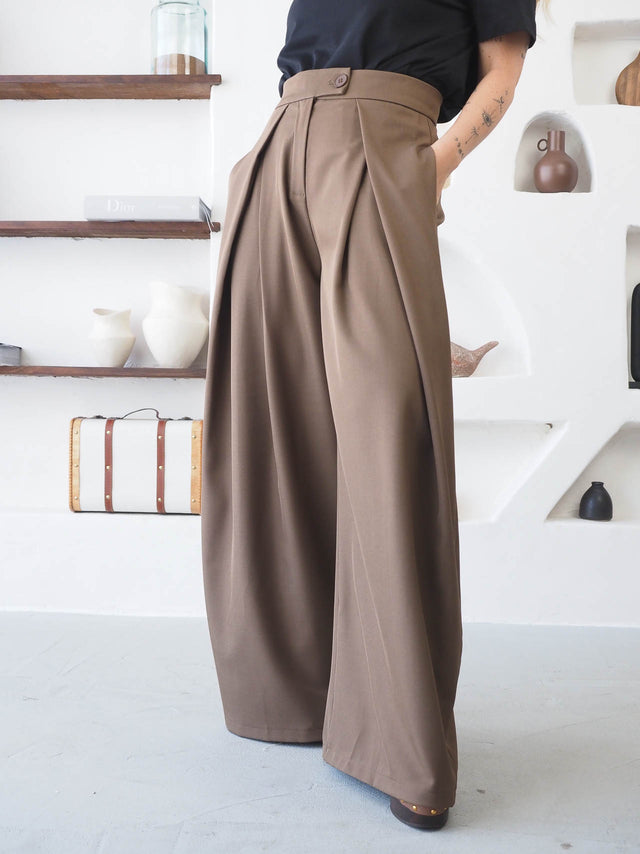 Calças Pantalona Pregas