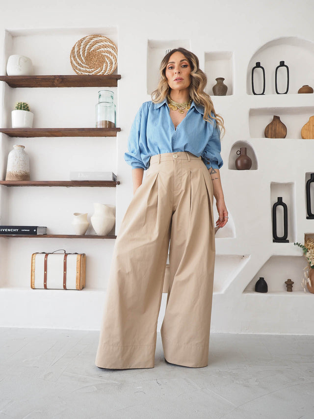 Calças Pantalona Com Pregas