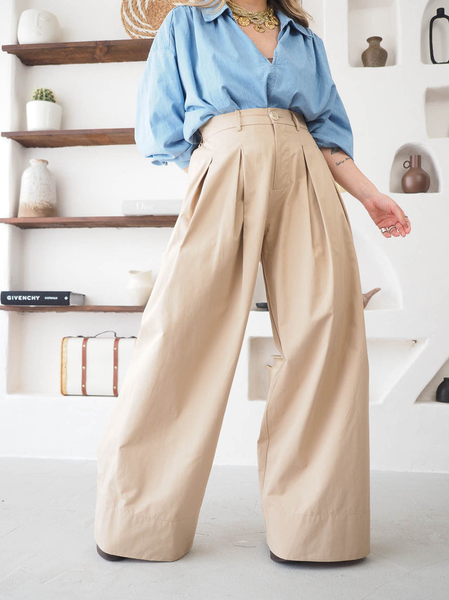 Calças Pantalona Com Pregas