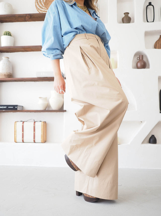 Calças Pantalona Com Pregas