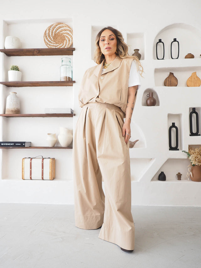 Calças Pantalona Com Pregas