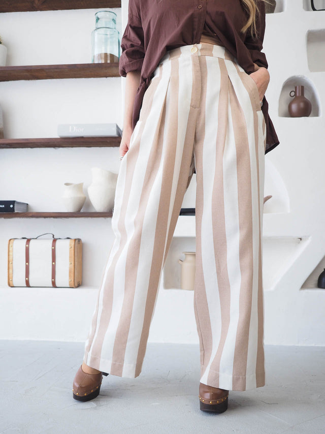 Calças Pantalona às Riscas