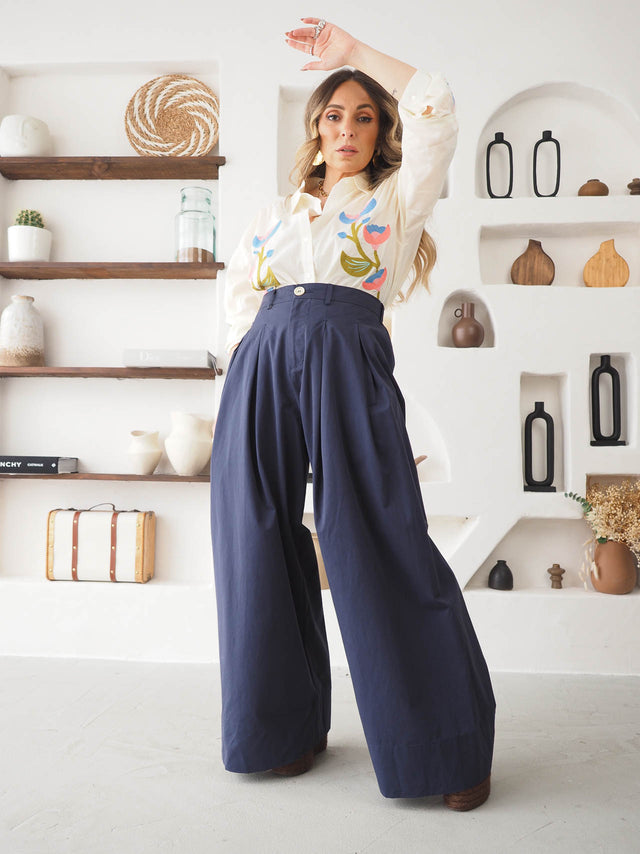 Calças Pantalona Com Pregas