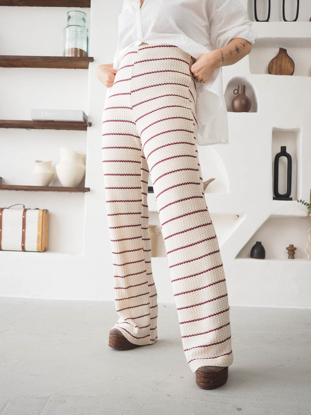 Striped Pants in Cool Knit Fabric