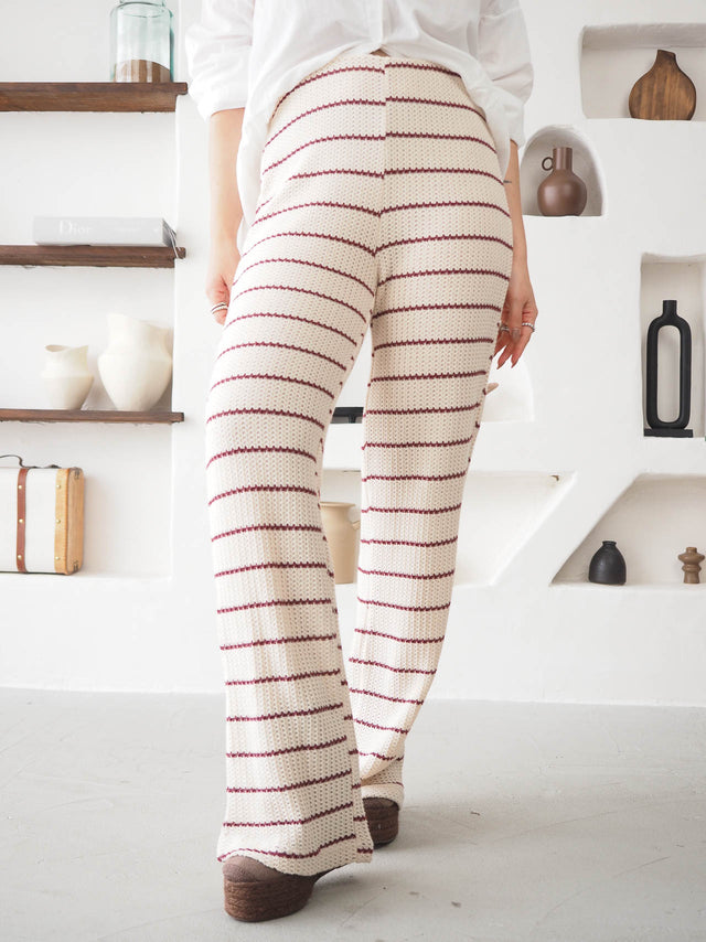 Striped Pants in Cool Knit Fabric